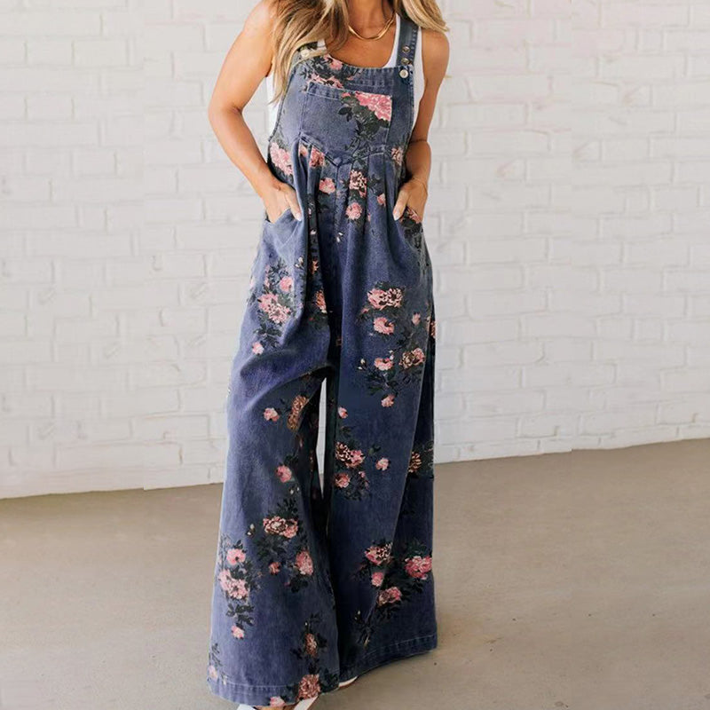 ⏳Zeitlich begrenzter Rabatt💥Lässige Damen-Latzhose aus Denim mit Print
