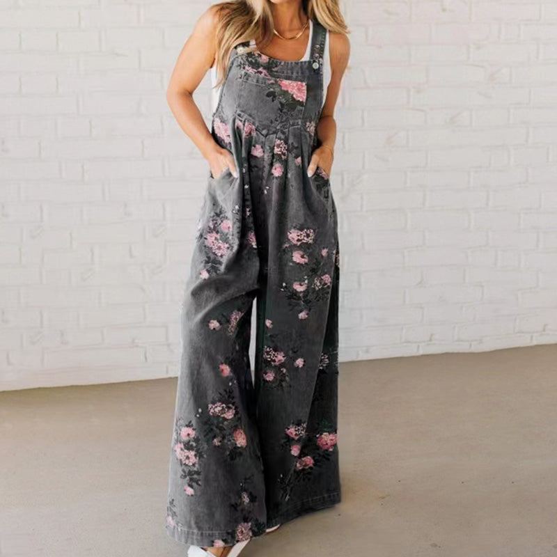⏳Zeitlich begrenzter Rabatt💥Lässige Damen-Latzhose aus Denim mit Print