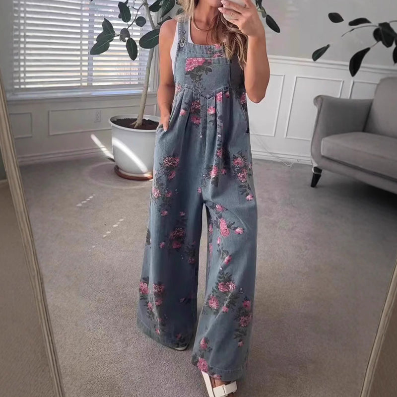 ⏳Zeitlich begrenzter Rabatt💥Lässige Damen-Latzhose aus Denim mit Print