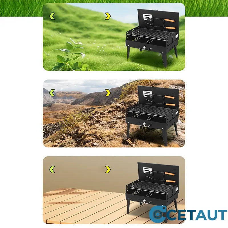 🔥 Tragbarer faltbarer Holzkohlegrill für Outdoor-Kochen