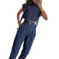 🫦Trendy Fashion Outfits für Damen mit kurzem Oberteil mit hohem Halsausschnitt und 3/4-langer Hose mit hoher Taille