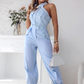 💐Ärmelloses Crop-Top und High-Waist-Hose-Outfit für Damen