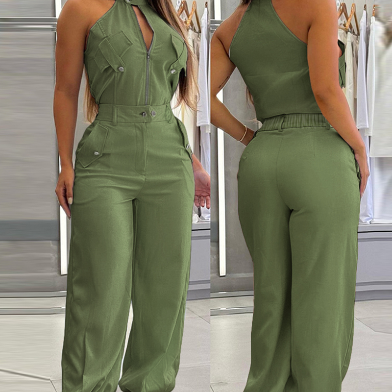 💐Ärmelloses Crop-Top und High-Waist-Hose-Outfit für Damen