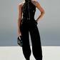 💐Ärmelloses Crop-Top und High-Waist-Hose-Outfit für Damen