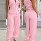 💐Ärmelloses Crop-Top und High-Waist-Hose-Outfit für Damen