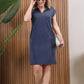 💕Damen Casual Solid Turn-Down Kragen Slight A-Linie Kleid
