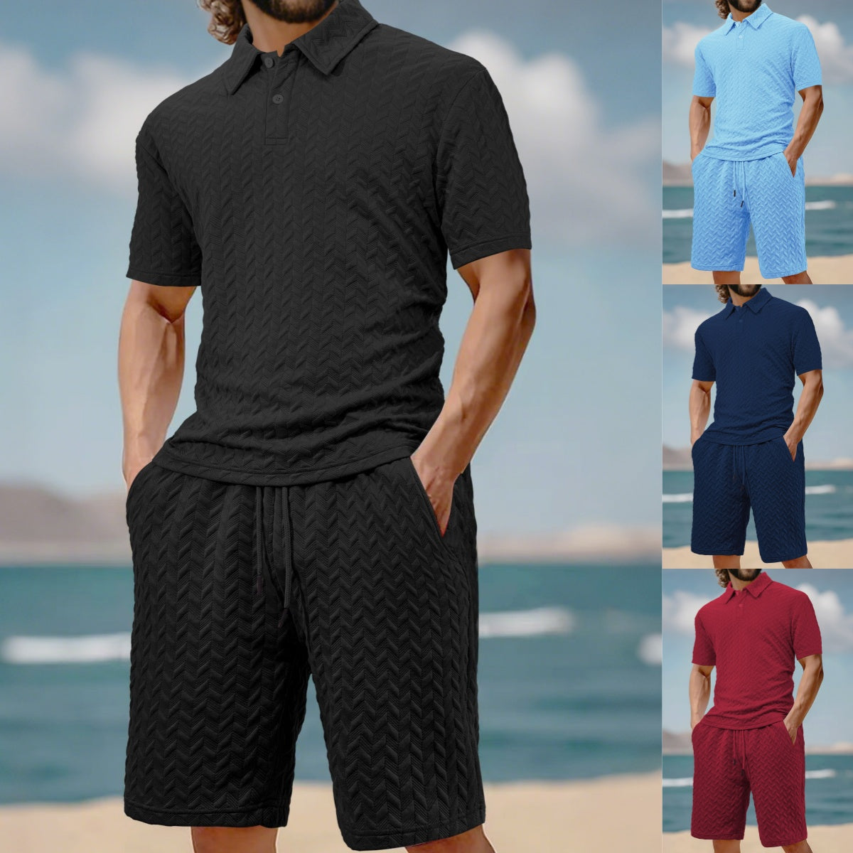 Zweiteiliges Herren-Set aus Freizeithemd und Shorts