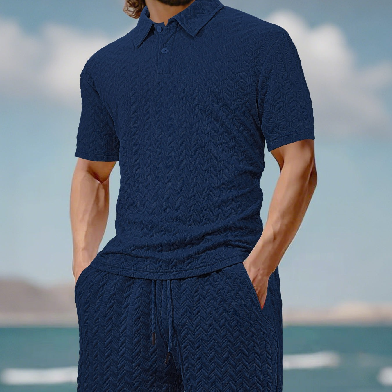 Zweiteiliges Herren-Set aus Freizeithemd und Shorts