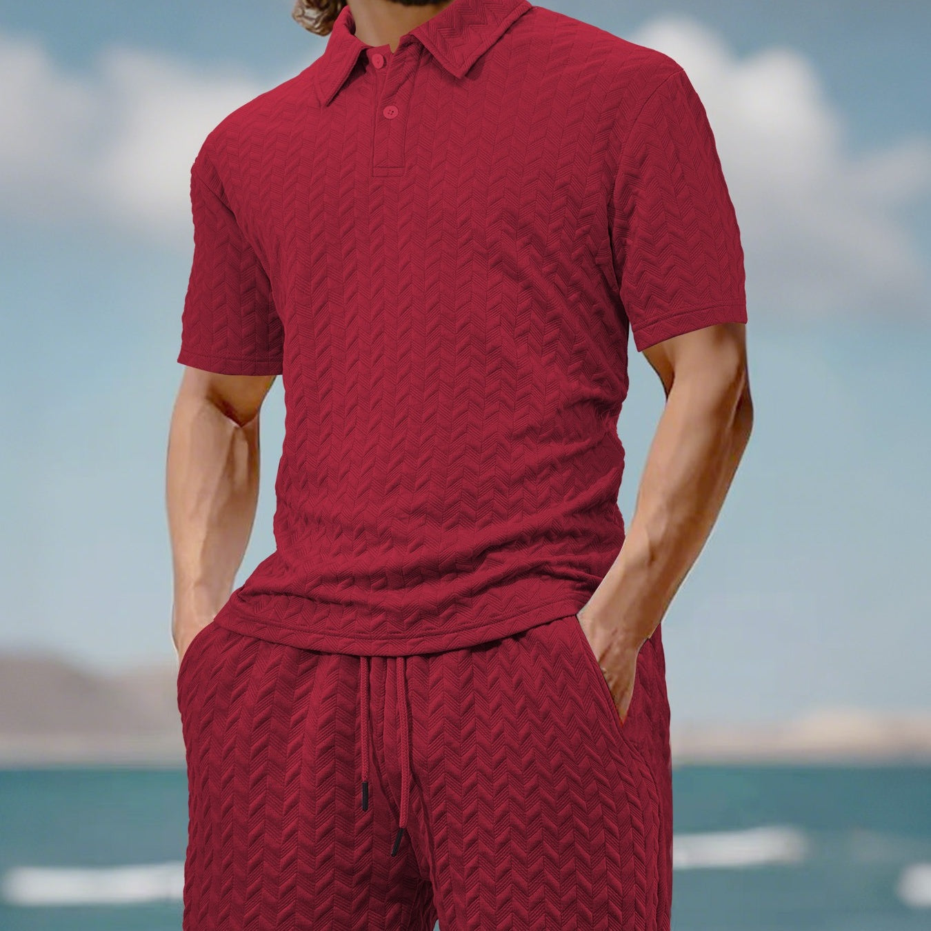 Zweiteiliges Herren-Set aus Freizeithemd und Shorts
