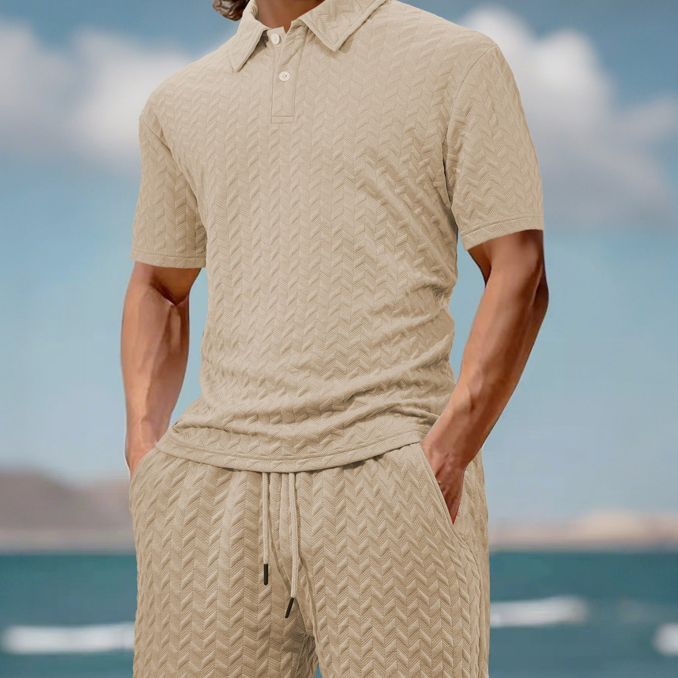 Zweiteiliges Herren-Set aus Freizeithemd und Shorts