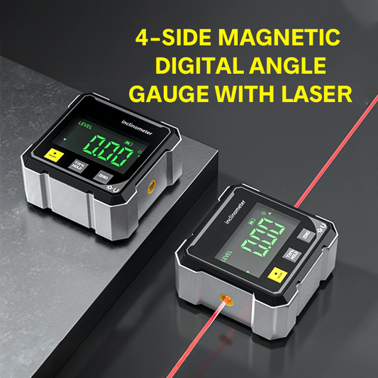 📐✨ Magnetischer digitaler Winkelmesser mit Doppellaser & 360°-Sensor – Absolut- & Relativmodus für Holzbearbeitung und Bauarbeiten 🔧