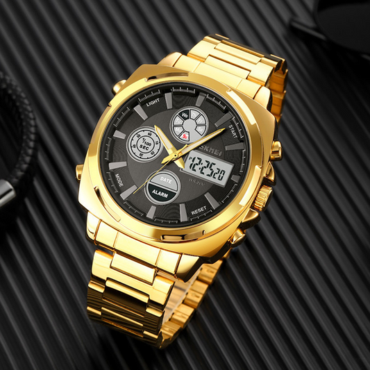 🎁【Vaterstag-Angebot】Herrenuhr – Analog-Digital mit Alarmfunktion