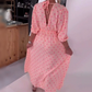 💖Gestreiftes Kurzarmkleid mit V-Ausschnitt und Herz-Print