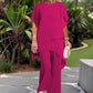 🌞Frühlingserwachen: 50% Rabatt!👗 Chiffon-Zweiteiler für Damen – Asymmetrisches Doppellagiges Top & Weite Hose – Atmungsaktiv & Elegant für Frühling & Urlaub