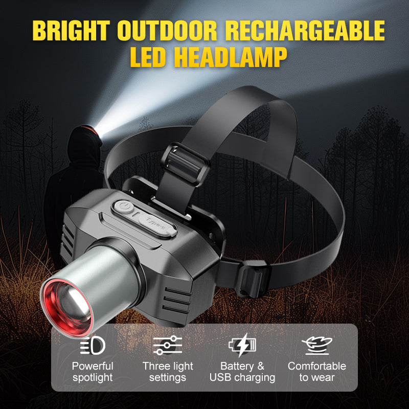 🔥Heißer Verkauf 50% Rabatt🔥Leuchtstarke wiederaufladbare LED-Stirnlampe für den Außenbereich