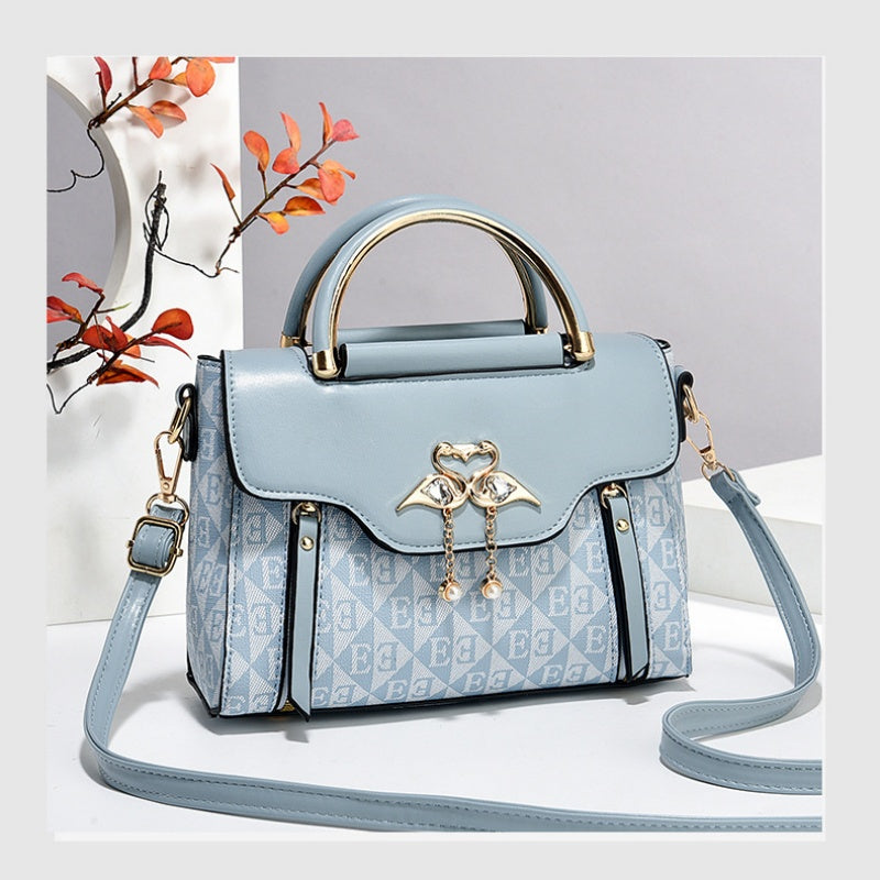 Damen-Schultertasche aus einfarbigem PU-Leder mit Prägung