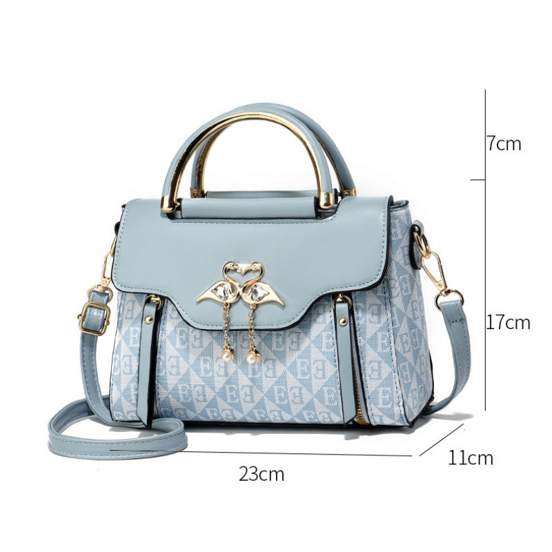 Damen-Schultertasche aus einfarbigem PU-Leder mit Prägung