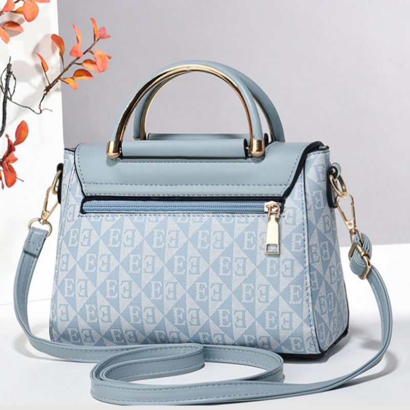 Damen-Schultertasche aus einfarbigem PU-Leder mit Prägung