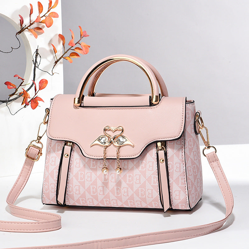 Damen-Schultertasche aus einfarbigem PU-Leder mit Prägung