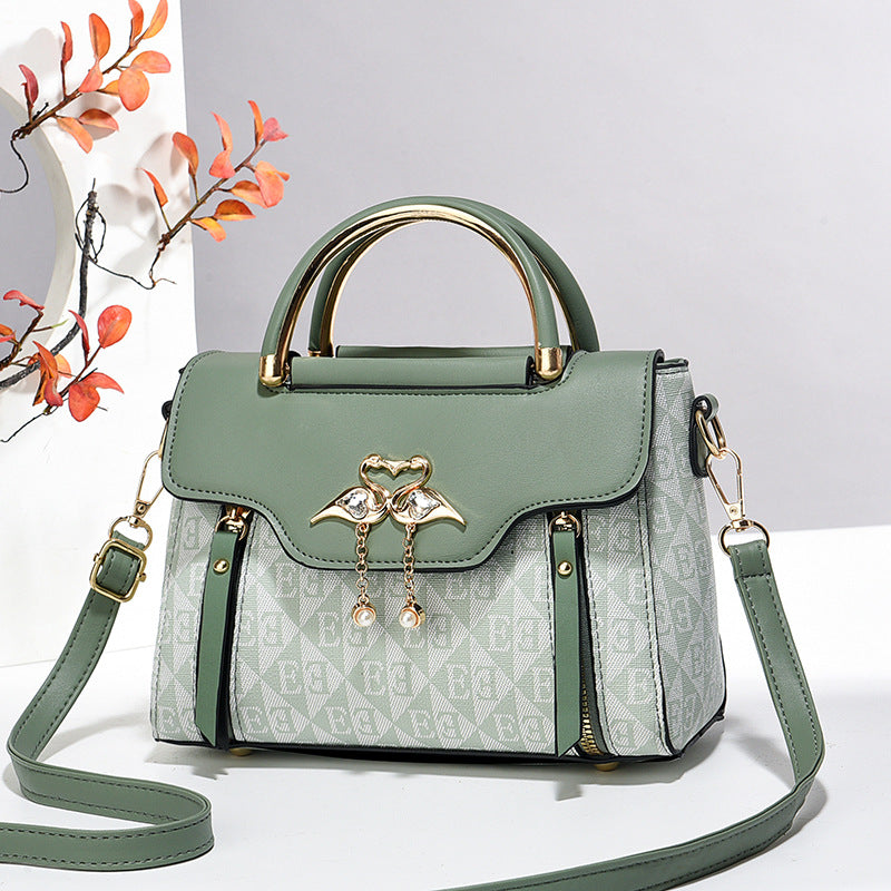 Damen-Schultertasche aus einfarbigem PU-Leder mit Prägung