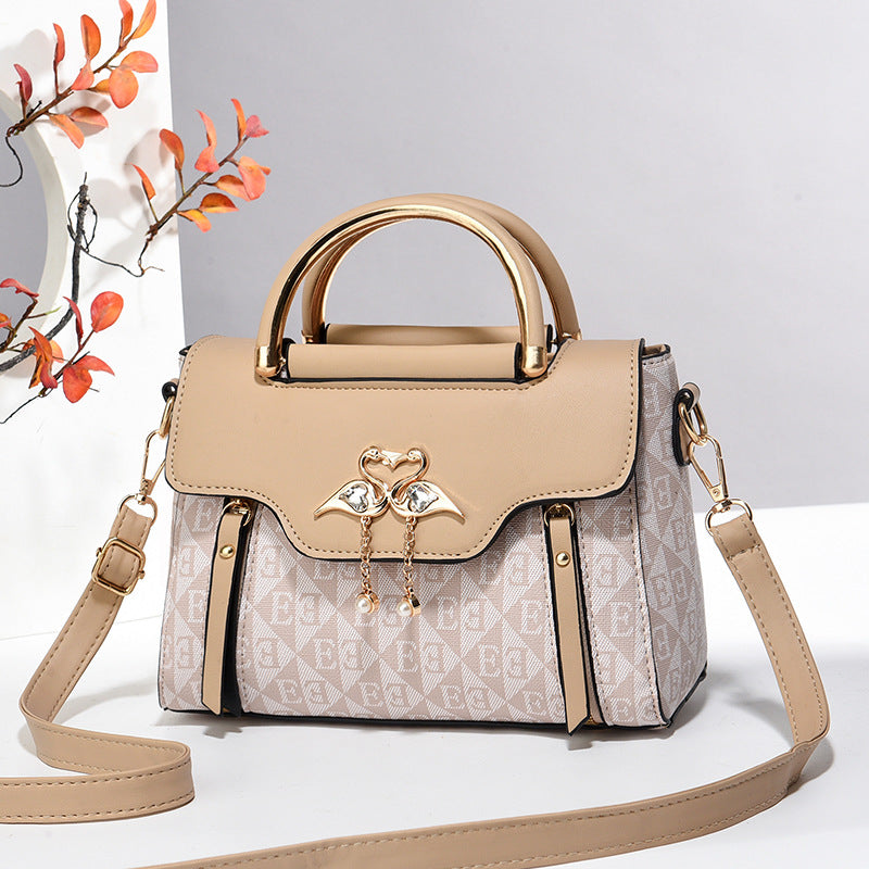 Damen-Schultertasche aus einfarbigem PU-Leder mit Prägung