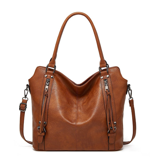 Kunstleder-Shopper, modische Damen-Schultertasche mit Reißverschluss, trendiges Geldbörsen-Set