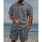 💎 49% RABATT! 💎 Herren-Zweiteiler mit Rautenstruktur – Kurzarmhemd & Shorts mit Kordelzug, atmungsaktiv & knitterfrei 🌞👕