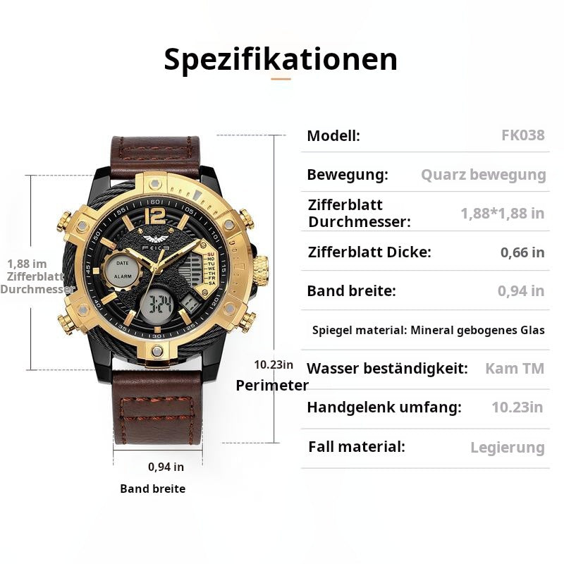 ⏰Black Friday Sale 50 % RABATT💥💥Multifunktionale Herren-Quarz-Sportuhr mit zwei Displays, wasserdicht bis 3 ATM