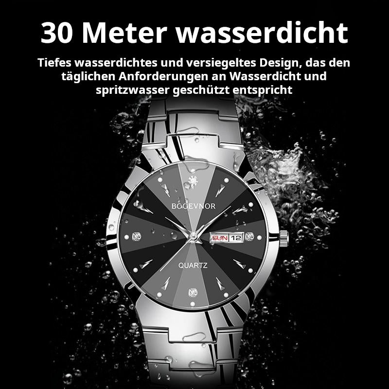 Herrenuhr mit rundem Zifferblatt, für Freizeit und Business, mit Quarzwerk