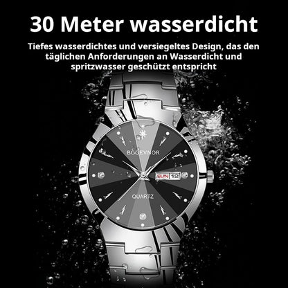 Herrenuhr mit rundem Zifferblatt, für Freizeit und Business, mit Quarzwerk
