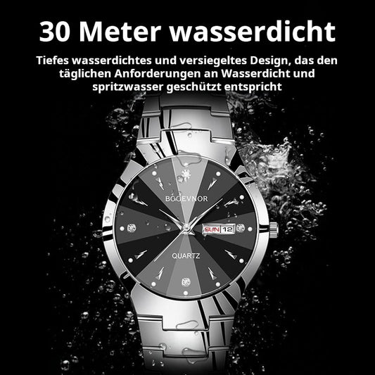 Herrenuhr mit rundem Zifferblatt, für Freizeit und Business, mit Quarzwerk