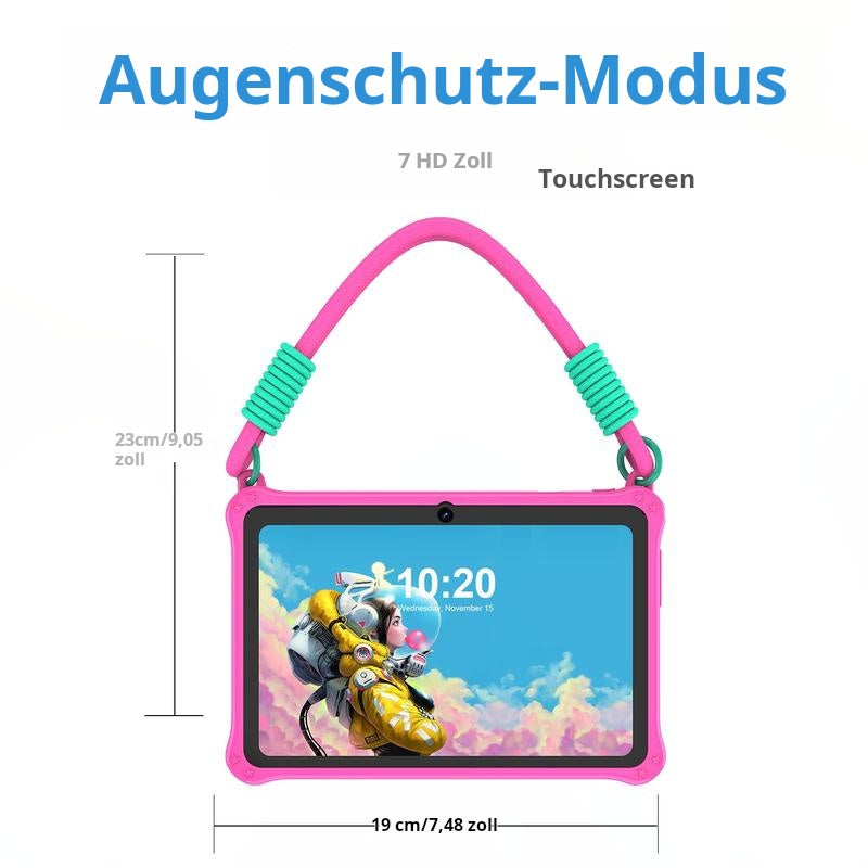 7-Zoll-Kinder-Tablet mit Android 13 OS, 4 GB RAM, 32 GB Speicher, Dual-Kamera, Silikonhülle, Bluetooth-kompatibel und WLAN-fähig, für lernende Kinder