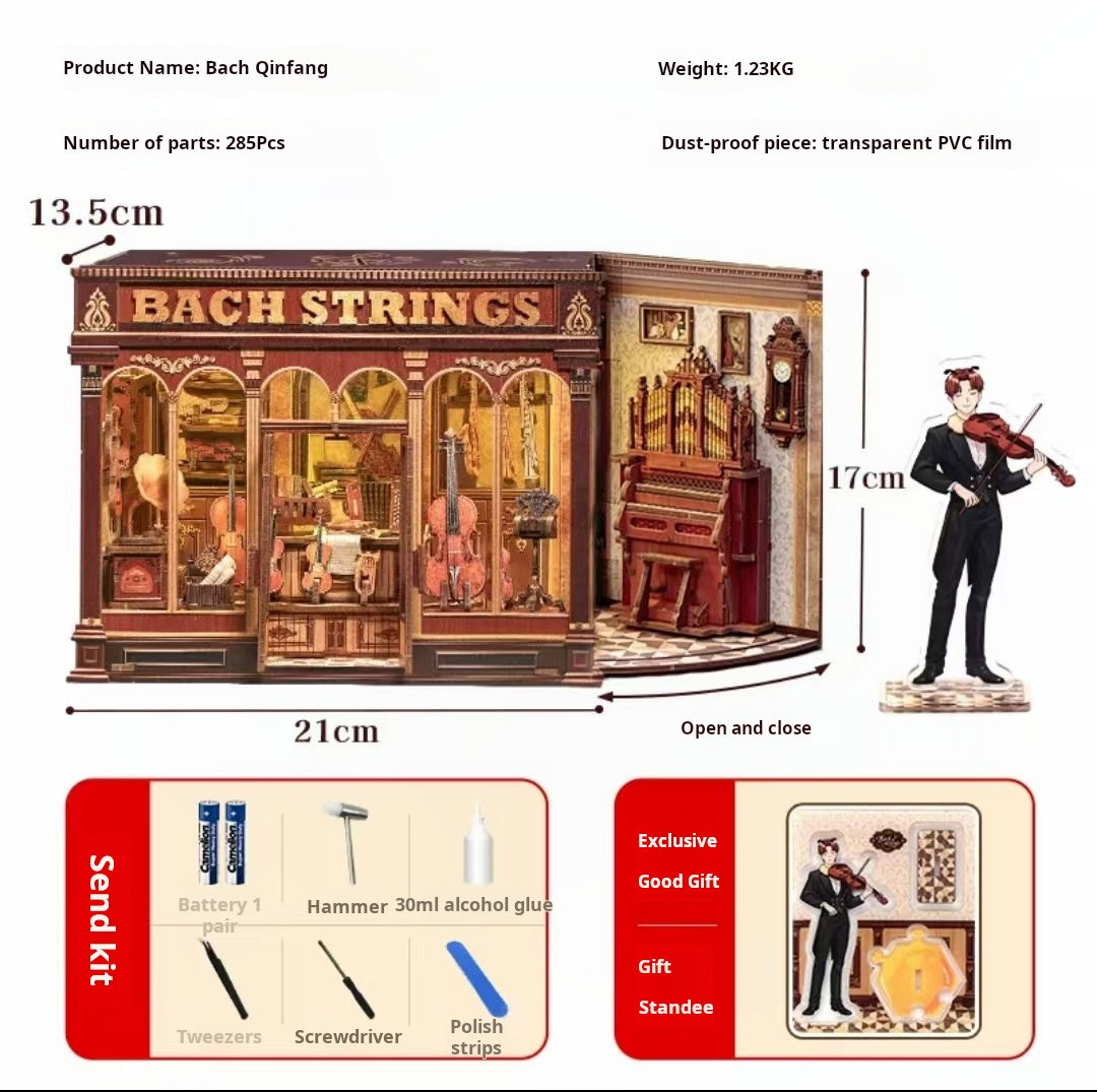 DIY-Buch-Kit, Miniatur-Puppenhaus mit LED-Licht, Staubschutzhülle