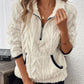 Sweatshirt mit flauschiger Tasche und halbem Reißverschluss