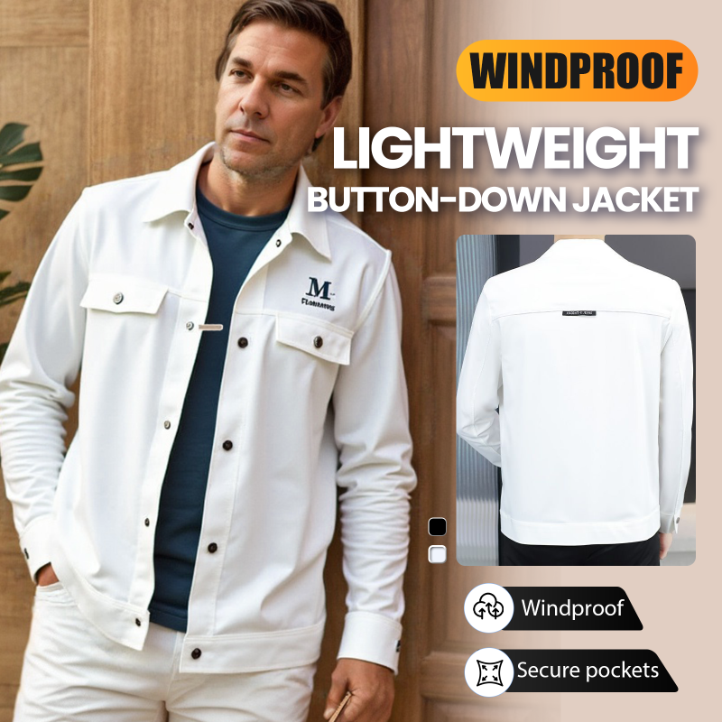 Winddichte leichte Herrenjacke mit Knopfleiste