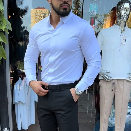 ⏳Herbst-Limited-Edition-Kollektion💥Herren lässiges einfarbiges Slim-Fit-Hemd