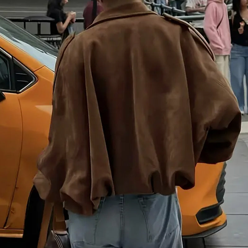 Damen-Pilotenjacke mit Veloursleder-Optik
