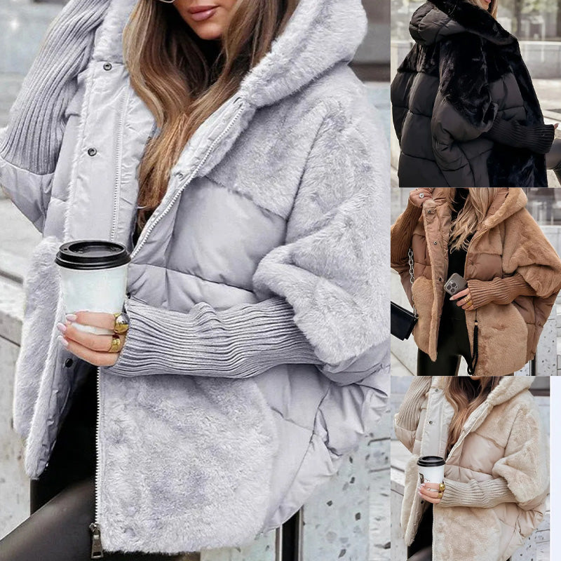 🍂 Frühherbst-Sonderaktion: 50 % Rabatt 🔥 Damen Oversized Pufferjacke mit Kapuze im Patchwork-Design