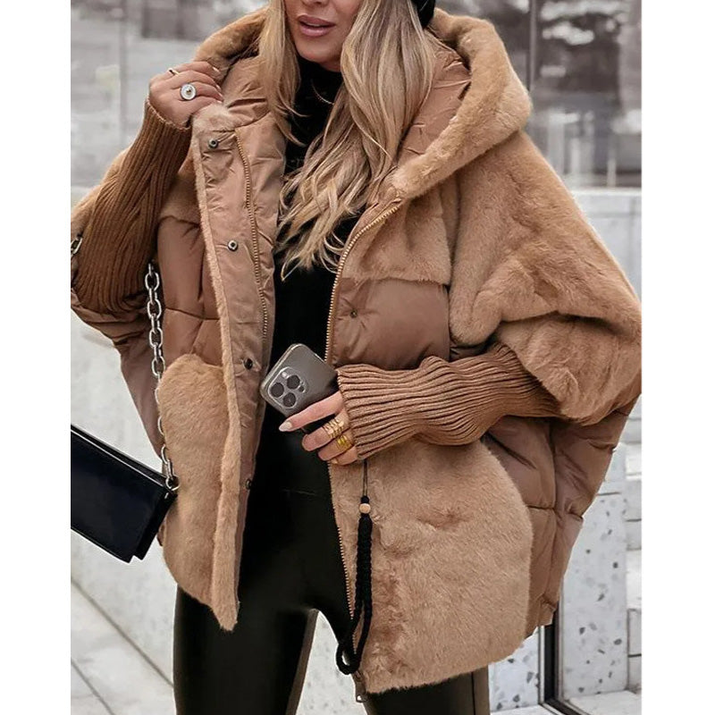 🍂 Frühherbst-Sonderaktion: 50 % Rabatt 🔥 Damen Oversized Pufferjacke mit Kapuze im Patchwork-Design