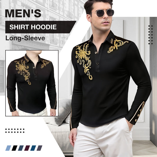 💥Herren-Premium-Polohemd mit Muster und langen Ärmeln