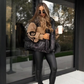 💖Damen Steppjacke mit Kapuze, Strickärmeln und Patchwork-Design