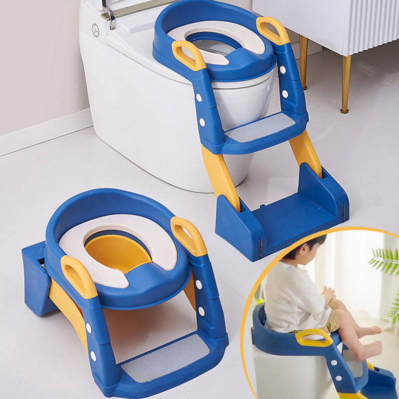 Baby-Toilettensitz Kinder mit Treppe Toilettentrainer für Kinder WC Sitz mit PU Gepolsterter Höhenverstellbar und Faltbar