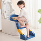 Baby-Toilettensitz Kinder mit Treppe Toilettentrainer für Kinder WC Sitz mit PU Gepolsterter Höhenverstellbar und Faltbar