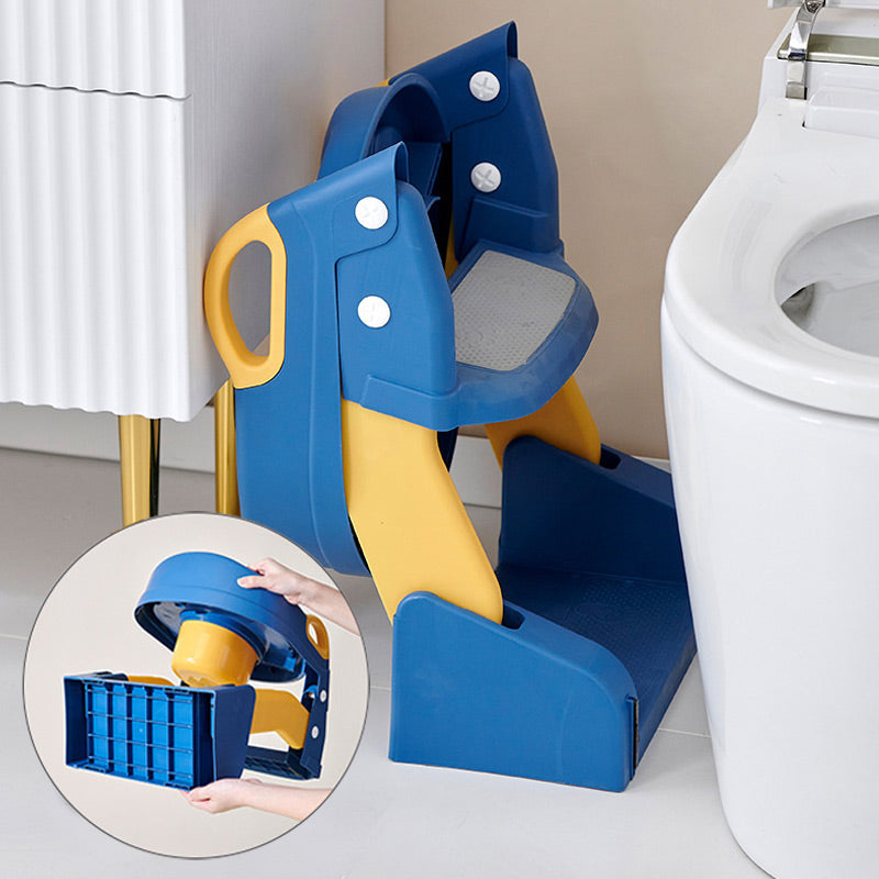 Baby-Toilettensitz Kinder mit Treppe Toilettentrainer für Kinder WC Sitz mit PU Gepolsterter Höhenverstellbar und Faltbar