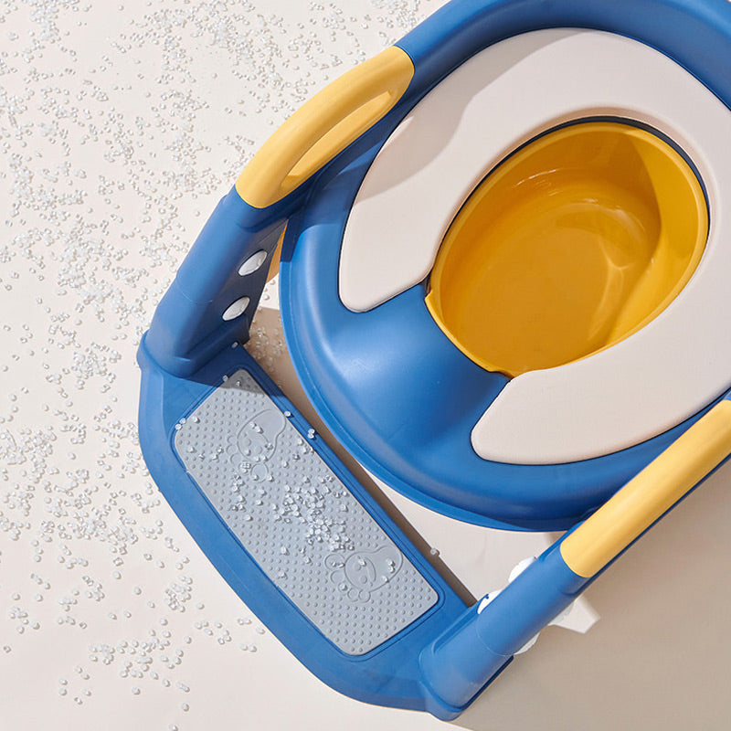 Baby-Toilettensitz Kinder mit Treppe Toilettentrainer für Kinder WC Sitz mit PU Gepolsterter Höhenverstellbar und Faltbar