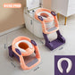 Baby-Toilettensitz Kinder mit Treppe Toilettentrainer für Kinder WC Sitz mit PU Gepolsterter Höhenverstellbar und Faltbar