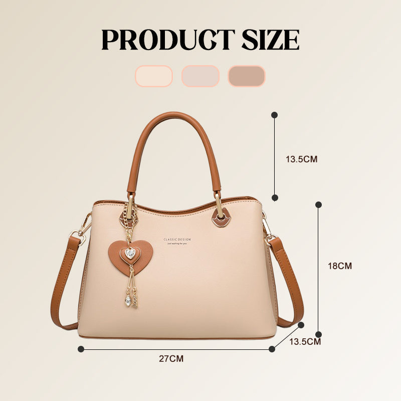 Elegante Damen-Tasche mit glänzendem Herzanhänger