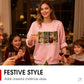 Damen-Weihnachts-Doodle-Sweatshirt mit Rundhalsausschnitt