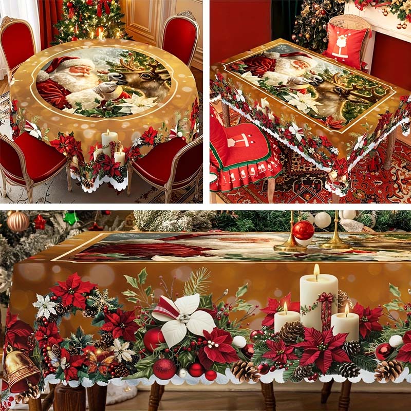 🎁Black-Friday-Mega-Angebot – 50 % Rabatt!🎄Weihnachtstischdecke - Festliche Tischdeko für Weihnachtstisch & Feiertage, waschbar