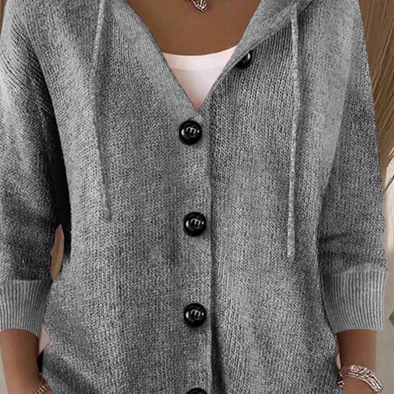 💖Einfarbige Langarm-Strickjacke für Damen